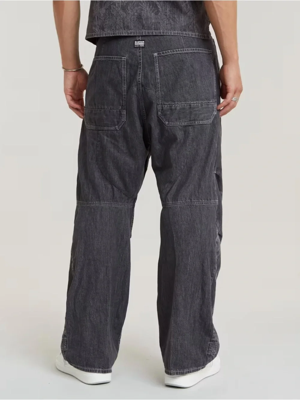 G Star Raw Palm Pleated Denim Pants Gray Wash NWT Button Fly Mens 35x30